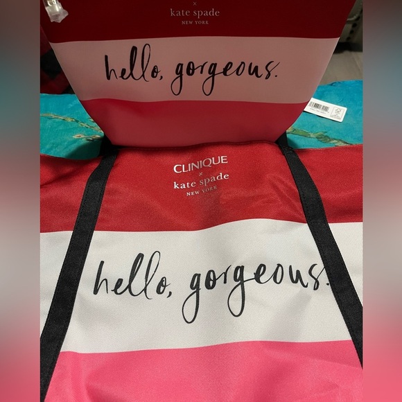 Clinique Handbags - Kate Spade + Clinique ‘Hello Gorgeous’ tote and cosmetic bag set, NWOT